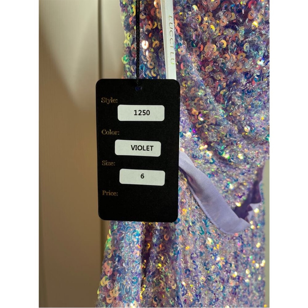 Lucci‎ Lu, 1250 Violet, Sz 6, Two Piece Over Skirt, Full Sequin - Picture 5 of 13